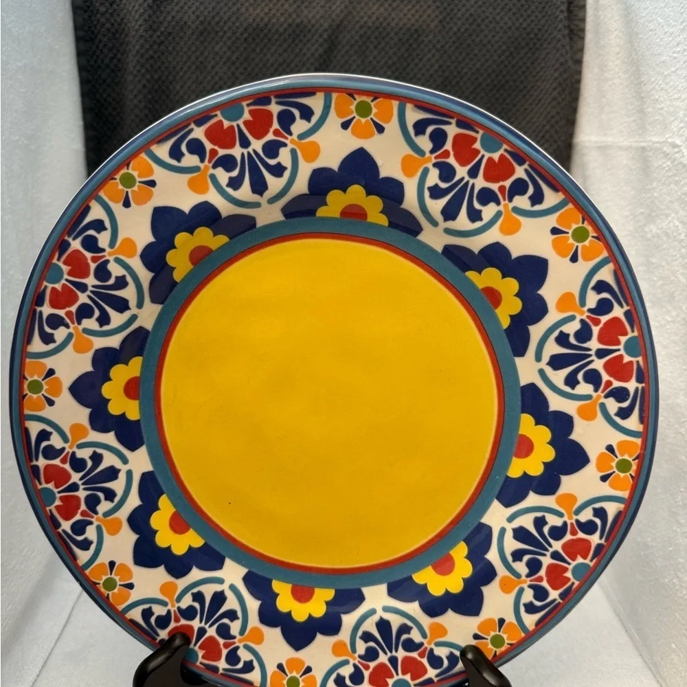 2/ Pier 1 Yellow and Blue Mediterranean Dinner Plates/Platter